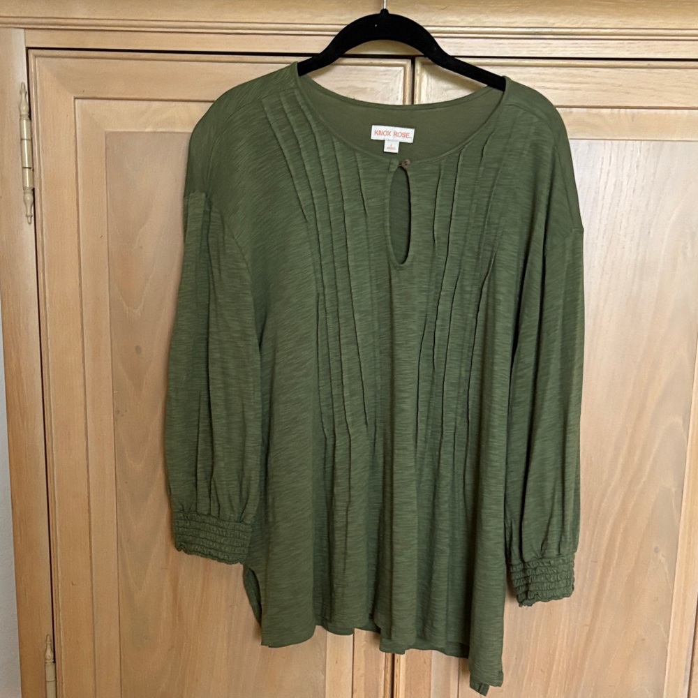 Knox Rose Forest Green Pleated Blouse